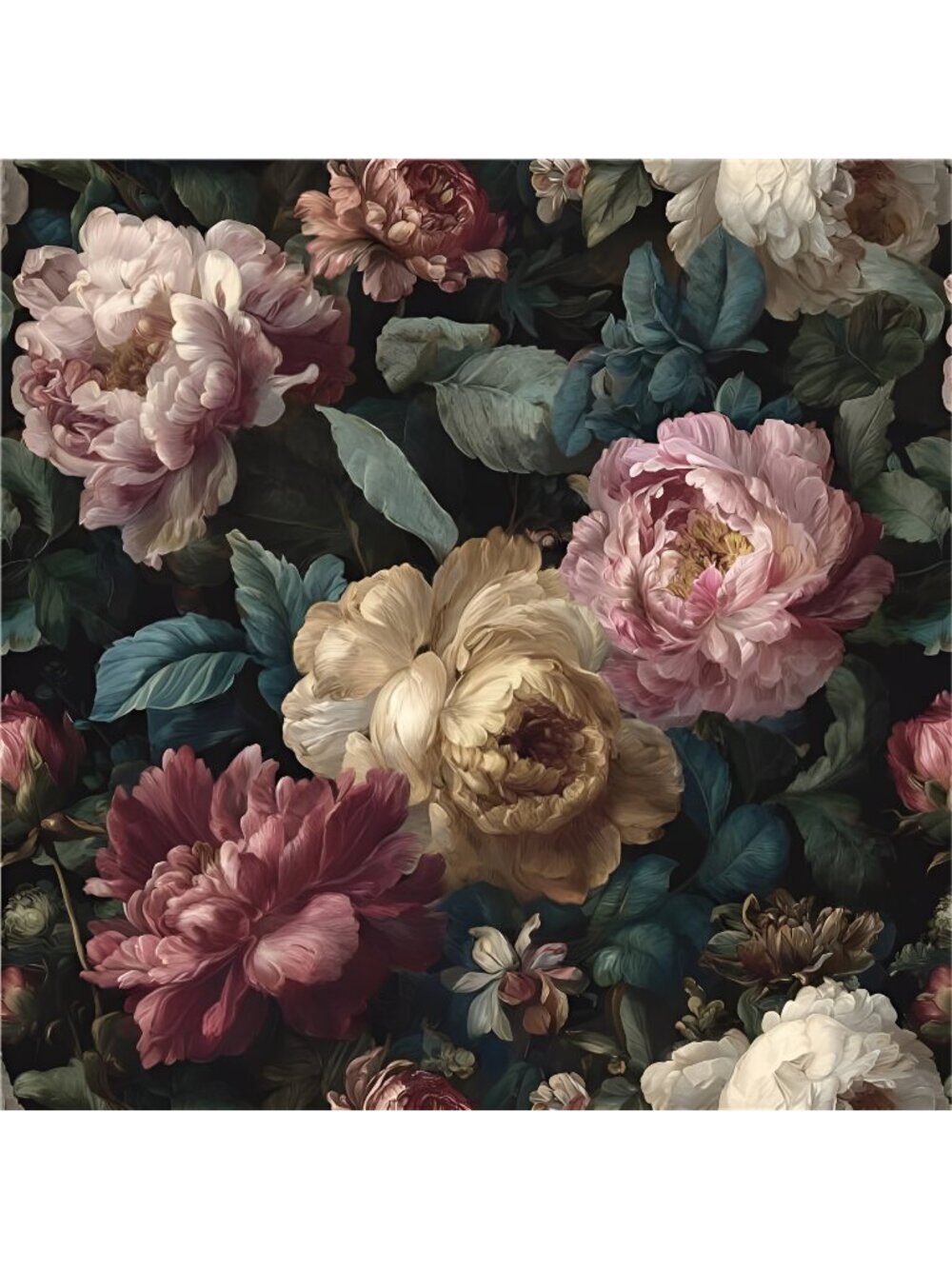 Dark Floral Peel and Stick Wallpaper Vintage Black Floral Contact Paper